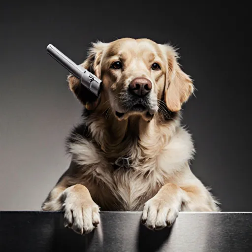 A happy dog listening to its owner in a bright living room, with a modern ear care product placed beside them