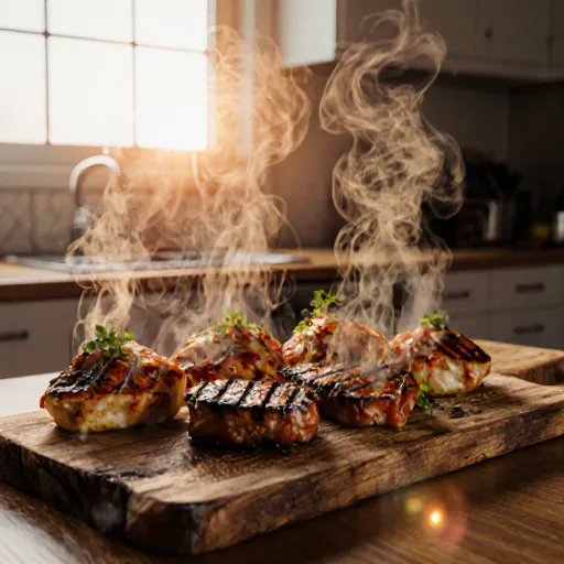 A delicious meal being prepared in a broiler, emphasizing quick and flavorful cooking