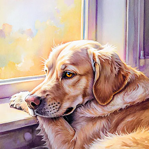 A happy dog lying beside a family in a cozy living room, illustrating transformative love in home