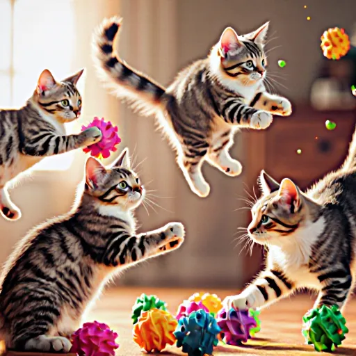 Cats playing puzzle toys to enhance their cognitive skills