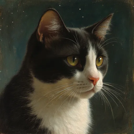 Cats depicted in famous artworks from different historical periods
