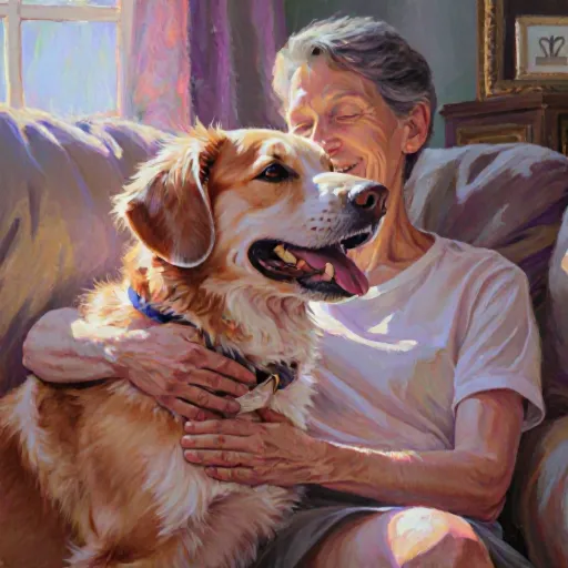 Illustration showing a happy dog with a heart symbol around it, exploring the concept of canine affection