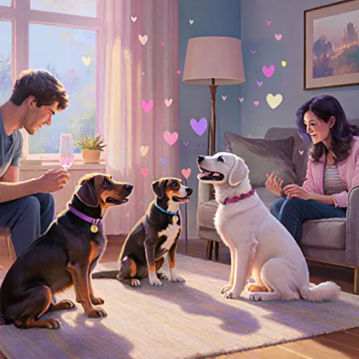dogs communicating with humans, close-up showing affectionate expressions
