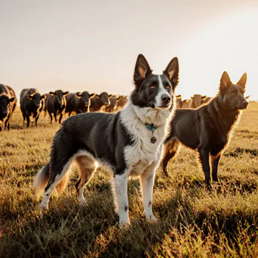 A skilled trainer guiding a confident dog across an open pasture during a herding session