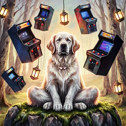 A content-rich featured image showing an older dog playing a puzzle game on a tablet, surrounded by glowing light to symbolize newfound joy
