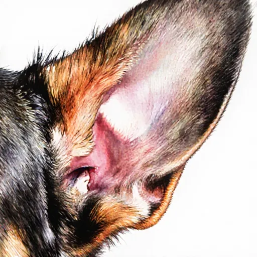 Image showing a veterinarian checking a dog's ears with a flashlight, emphasizing ear care for pets.