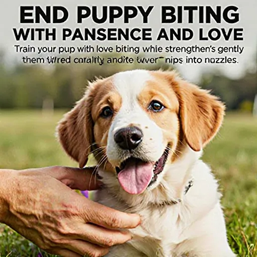 A happy puppy being held by someone using a gentle approach while learning not to bite