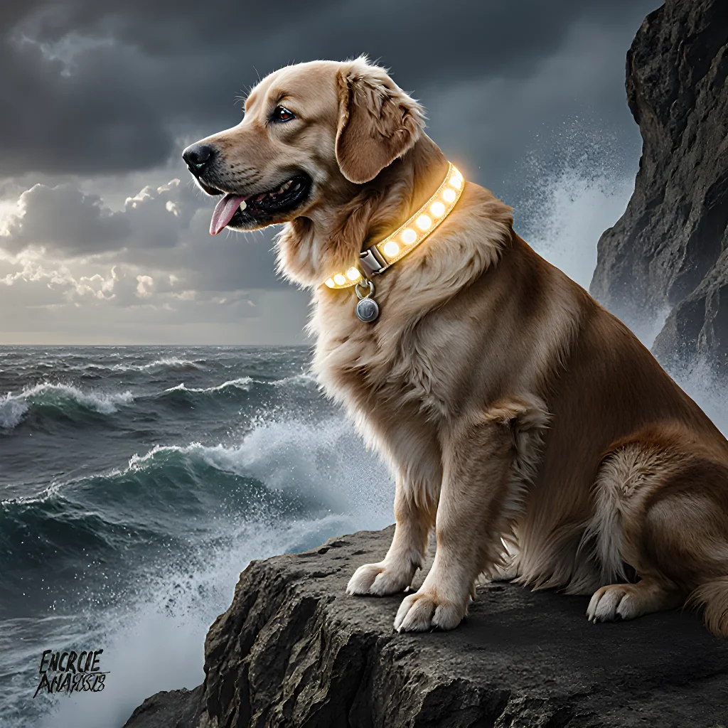 A happy dog wearing a sleek protective harness from Epic Edge while walking on a sunny trail