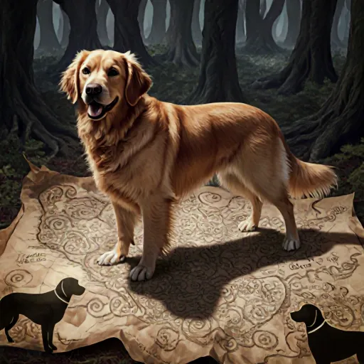 Illustration showing a progression from ancient wild dogs in forest settings to contemporary elegant breeds standing proudly against an urban skyline