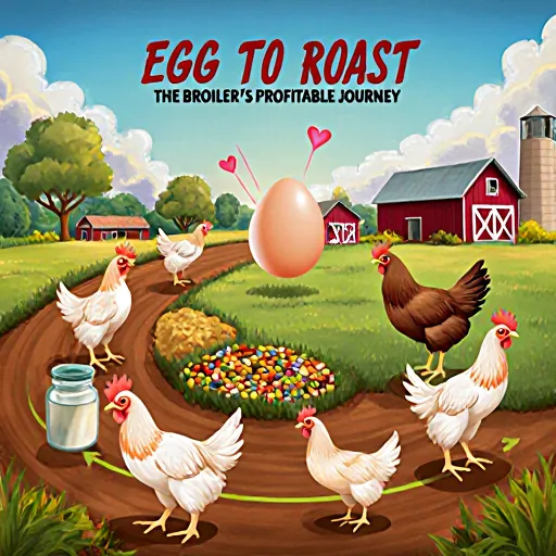 A graph showing the growth cycle of broilers from egg to roast.