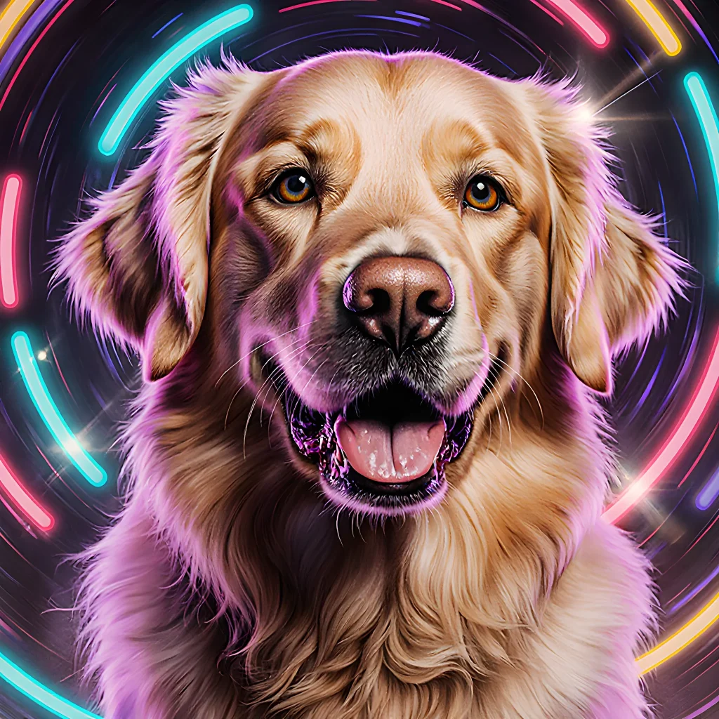 Illustration of a charismatic dog surrounded by social media icons, highlighting the journey from ordinary pet to viral celebrity
