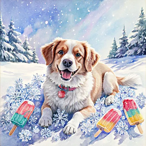 A playful scene of a golden retriever enjoying an ice‑cream shaped treat beside a heart‑shaped bowl, illustrating the joy of crafting cool pup pleasures.