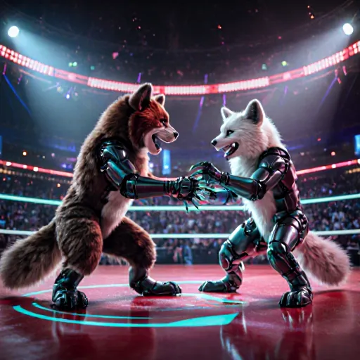 A dynamic illustration of a fierce animal arena with roaring crowds, showcasing the excitement of a fur‑fuelled competition.
