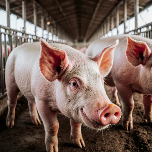 Man and woman discussing sustainable pig farming practices in a field