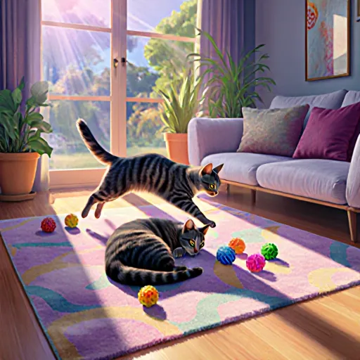 Indoor cats lounging on cozy furniture, contributing to a healthier lifestyle and savings.