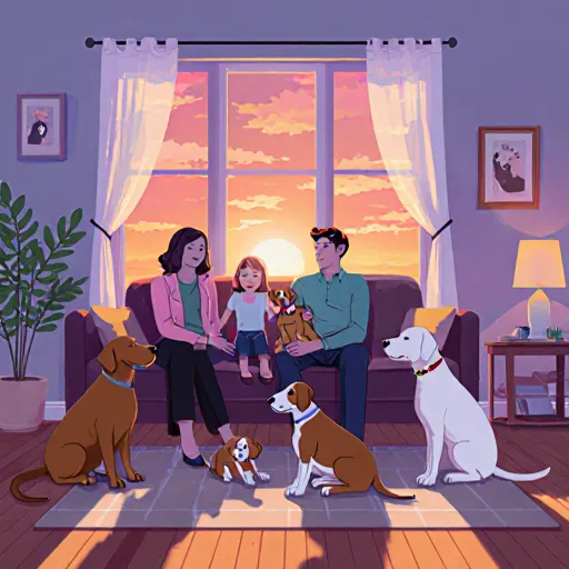 Image of a family reviewing a checklist to evaluate their current dog as a better candidate for their lifestyle.