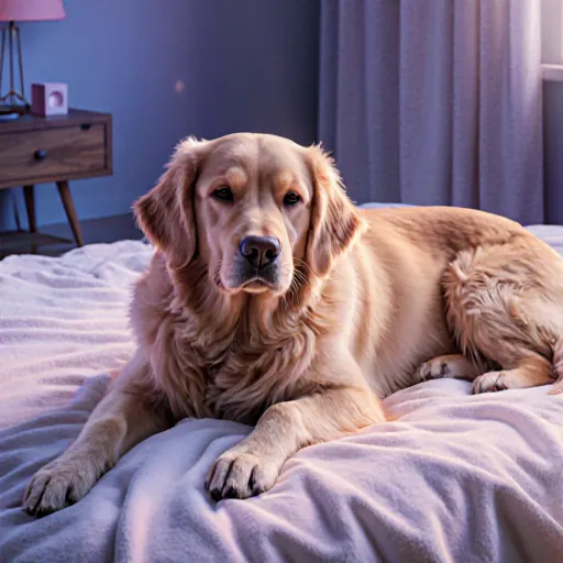 A calm dog sleeping peacefully beside a human on a cozy bed, symbolizing allergy-free nights with an allergy‑friendly pooch
