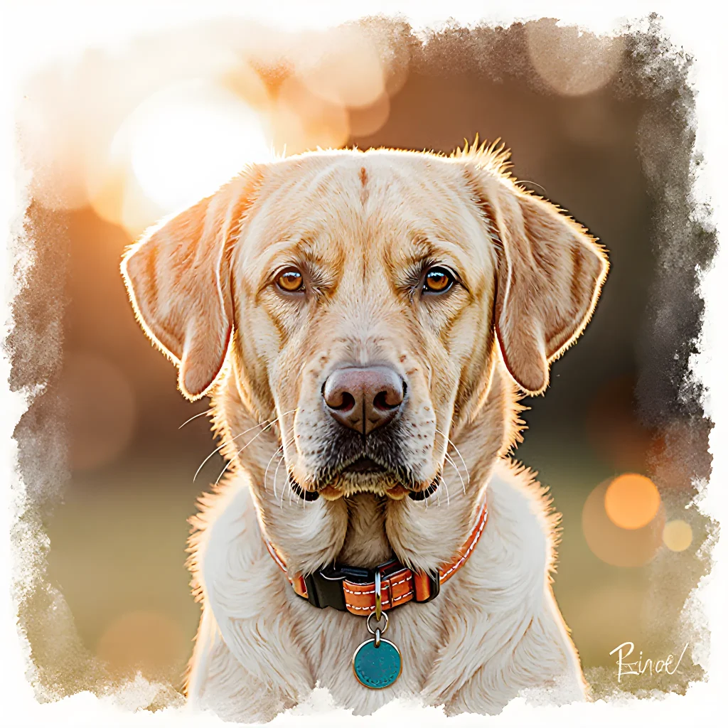 Happy older dog with a new family, showing companionship and trust in a warm living room setting