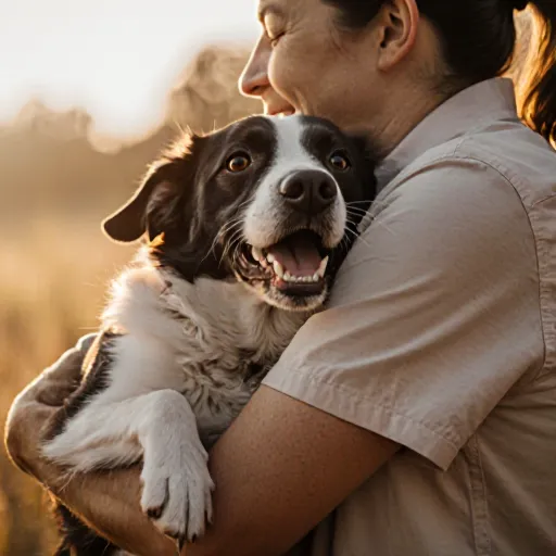 A dog sitting beside its owner, symbolizing the unexpected gift of pet love during challenging times.