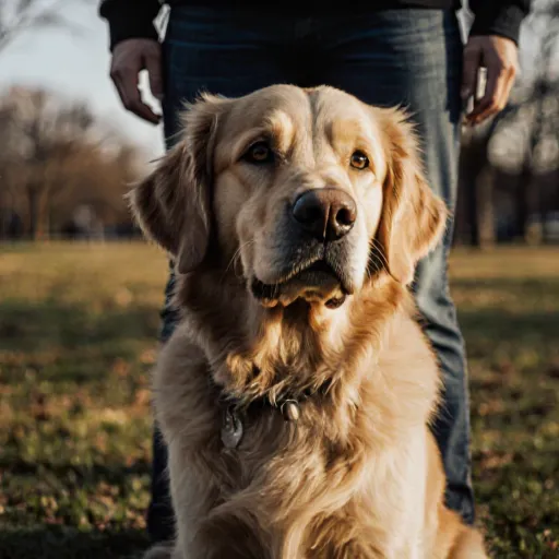 A curious dog standing beside a human, both looking intently at each other, illustrating the theme of dogs mimicking humans