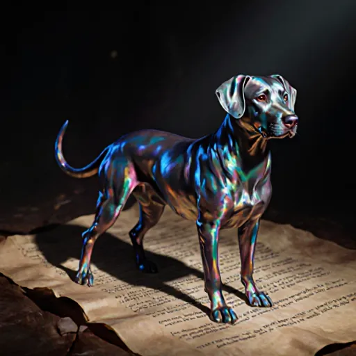 Illustration of famous dogs in glamorous poses against a vibrant backdrop, highlighting their iconic status