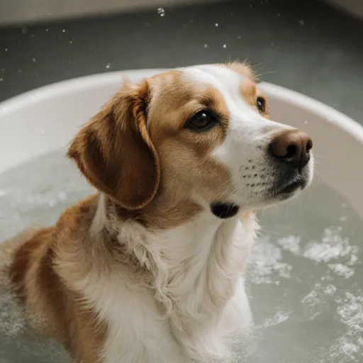 Peaceful Pet Baths: Calming water and happy pet