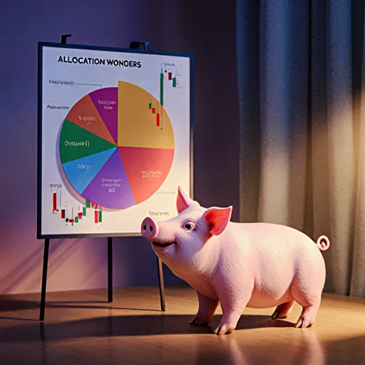 Pig sitting next to a graph with allocation symbols, representing Pig's New Best Friend: Allocation Wonders