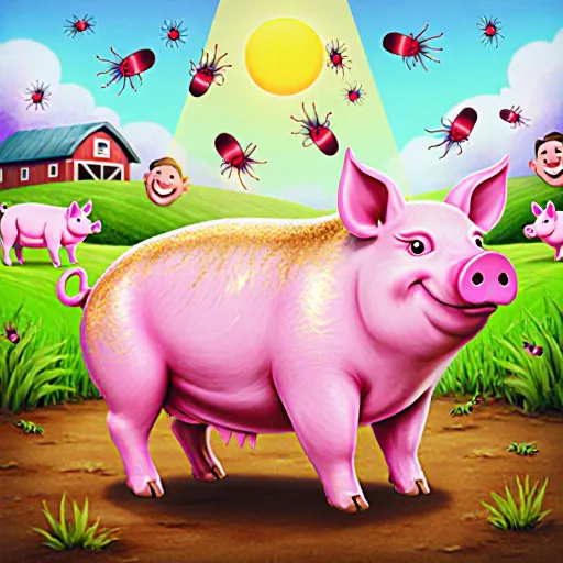 Pigs standing in a pasture with lush green grass and healthy appearance highlighting their new superpower of parasite resistance