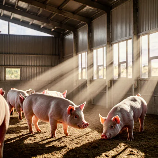 Pig farm with modern ventilation system improving health and profit
