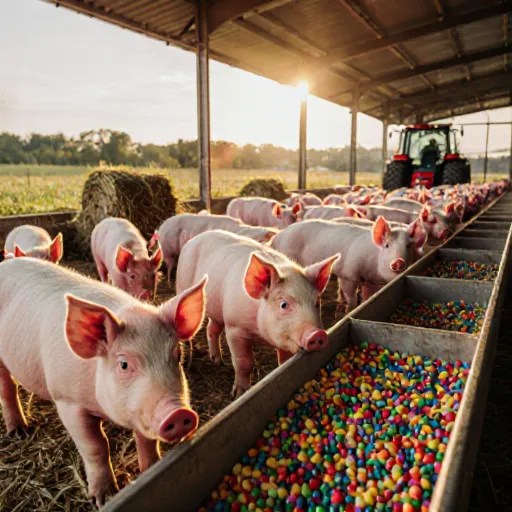 Pigs eating nutritious feed on a modern farm