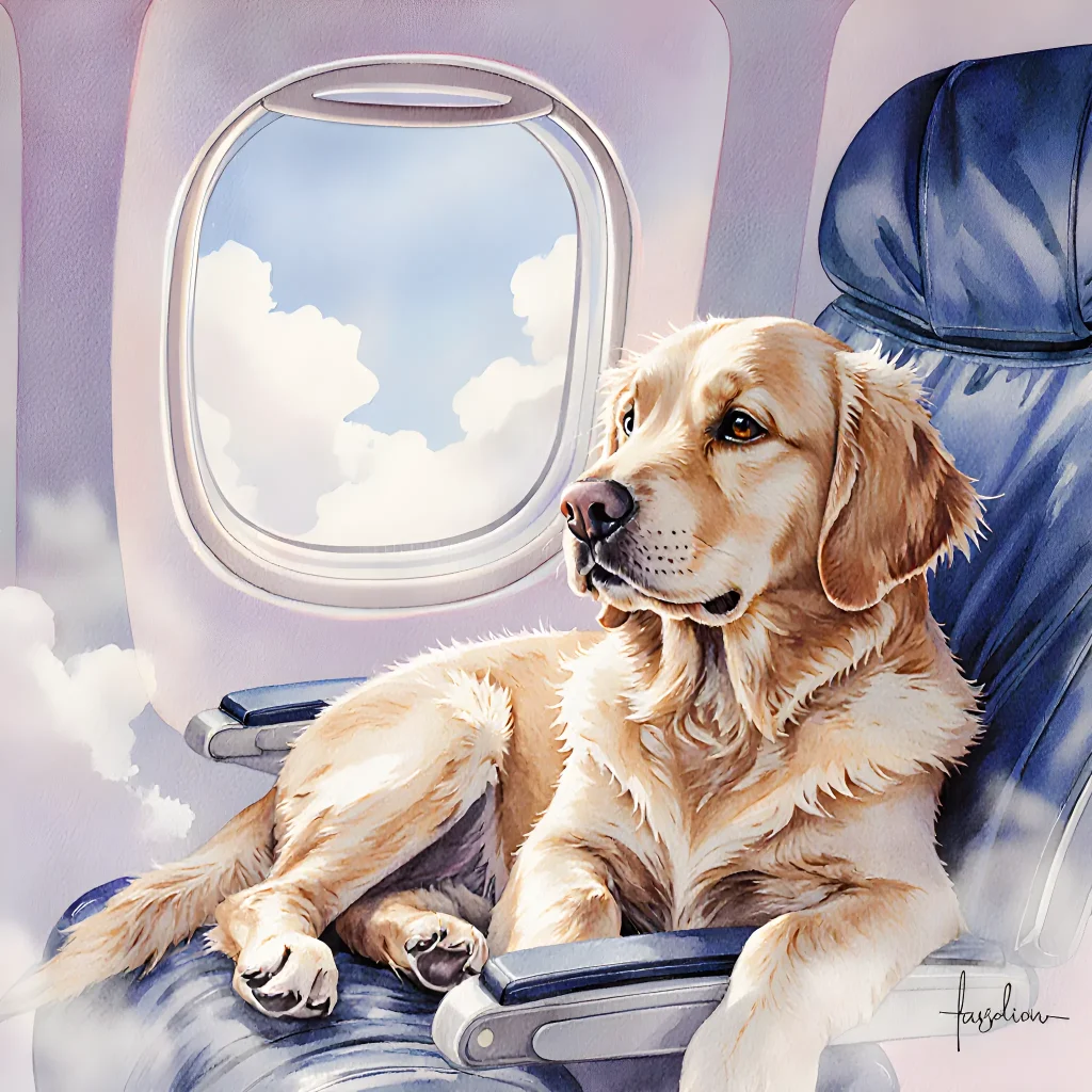 A relaxed puppy seated in a car seat, looking out the window while its owner calmly guides the vehicle.