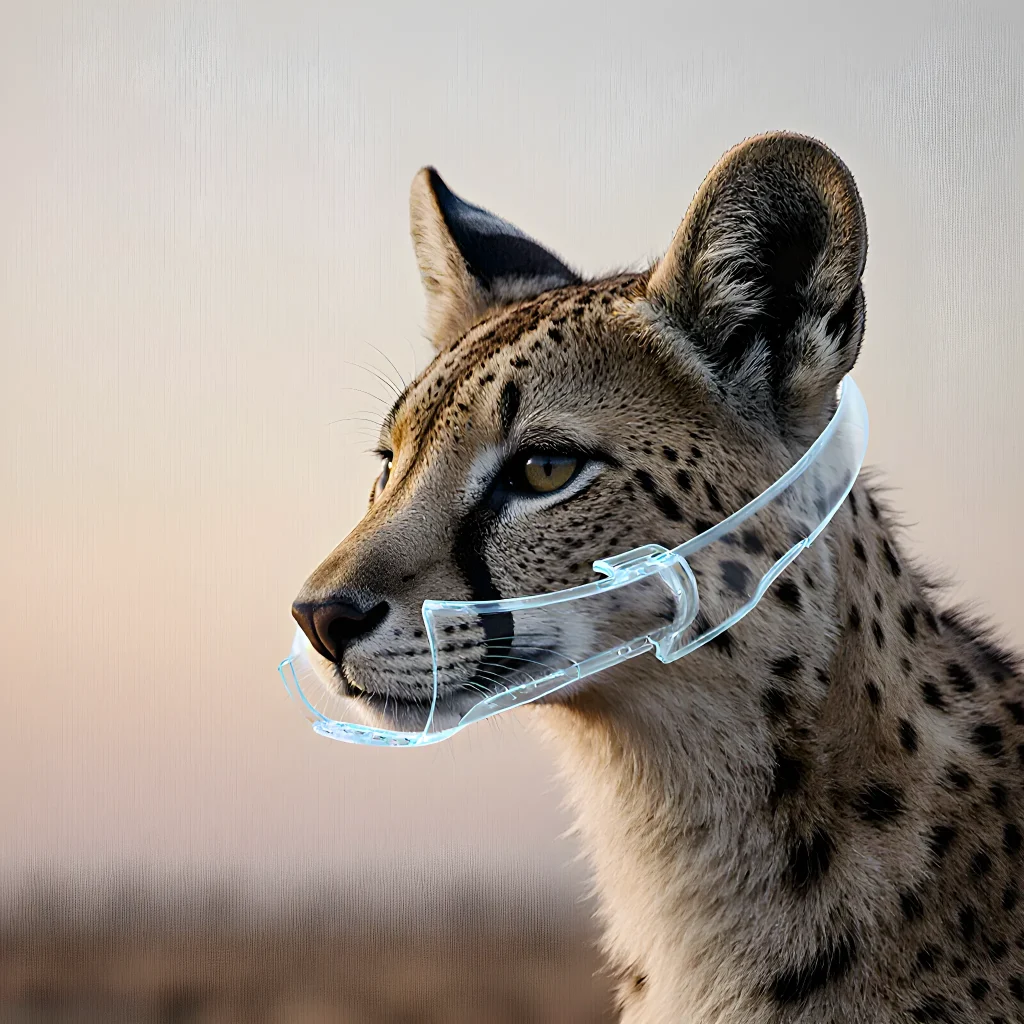 Illustration of a high-tech animal feeder with sensors and adjustable compartments, showcasing its adaptive technology