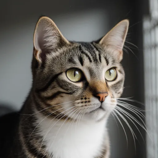 Shelter cat looking hopeful in a cage, with the title 'Shedding Myths' above it.