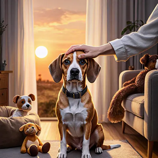 A calm golden retriever resting beside a relaxed owner, illustrating how to recognize and reduce dog stress