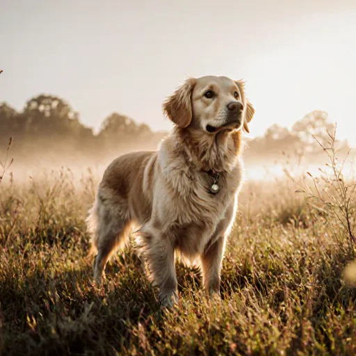 A confident dog standing proudly beside its owner on a sunny park path, showcasing a triumphant transformation from timidity to confidence