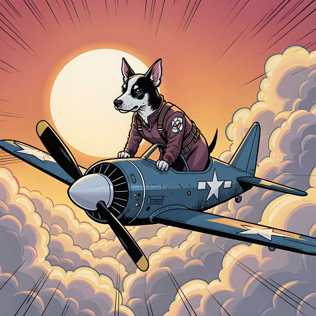 A sleek aircraft cockpit with a dog wearing a pilot’s helmet, symbolizing advanced dog piloting safety