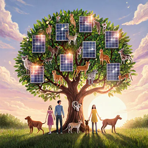 A lush green landscape with intertwined vines symbolizing responsible pairing, reflecting the theme of sustainable lineage and a healthier world.