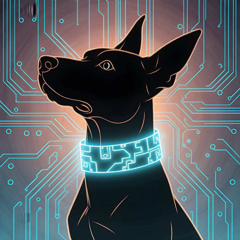 A modern smart collar on a golden retriever, showcasing personalized security technology for dogs