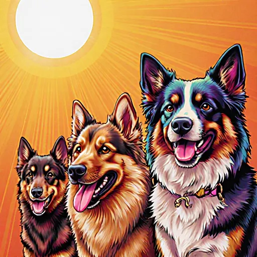 Illustration of popular dog breeds in India