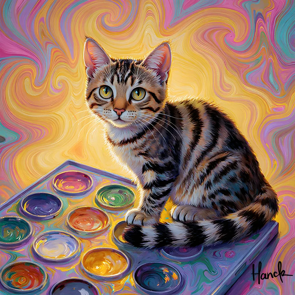 Illustration of a curious dog with colorful fur patterns surrounded by scientific icons explaining pigment analysis