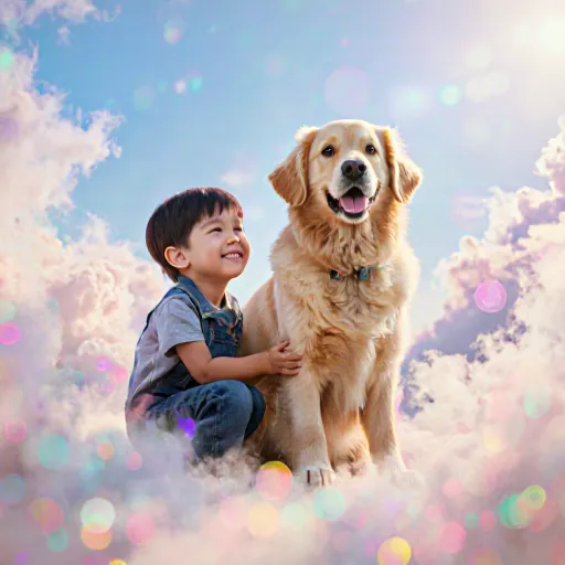 A therapy dog gently interacting with a smiling person in a calm, supportive setting