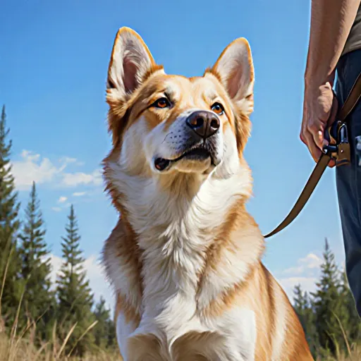 Man demonstrating unconditional obedience with a dog during an outdoor training session