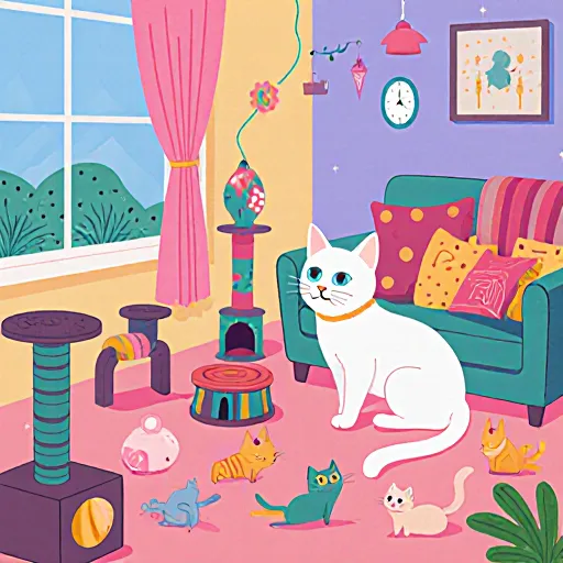 Illustration of a cat sitting in front of an open book with a spark of potential behind it